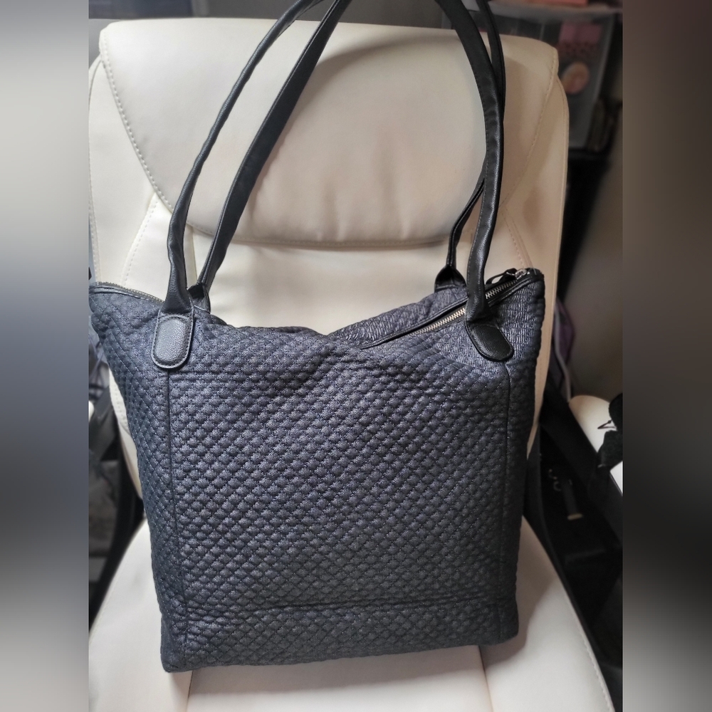 Vera Bradley Quilted Blue Gray Tote - Picture 3 of 13